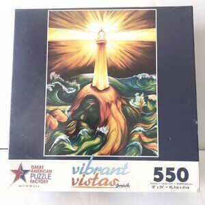 NEW Vibrant Vistas Lighthouse Guiding Light Puzzle 550 Pieces Great American